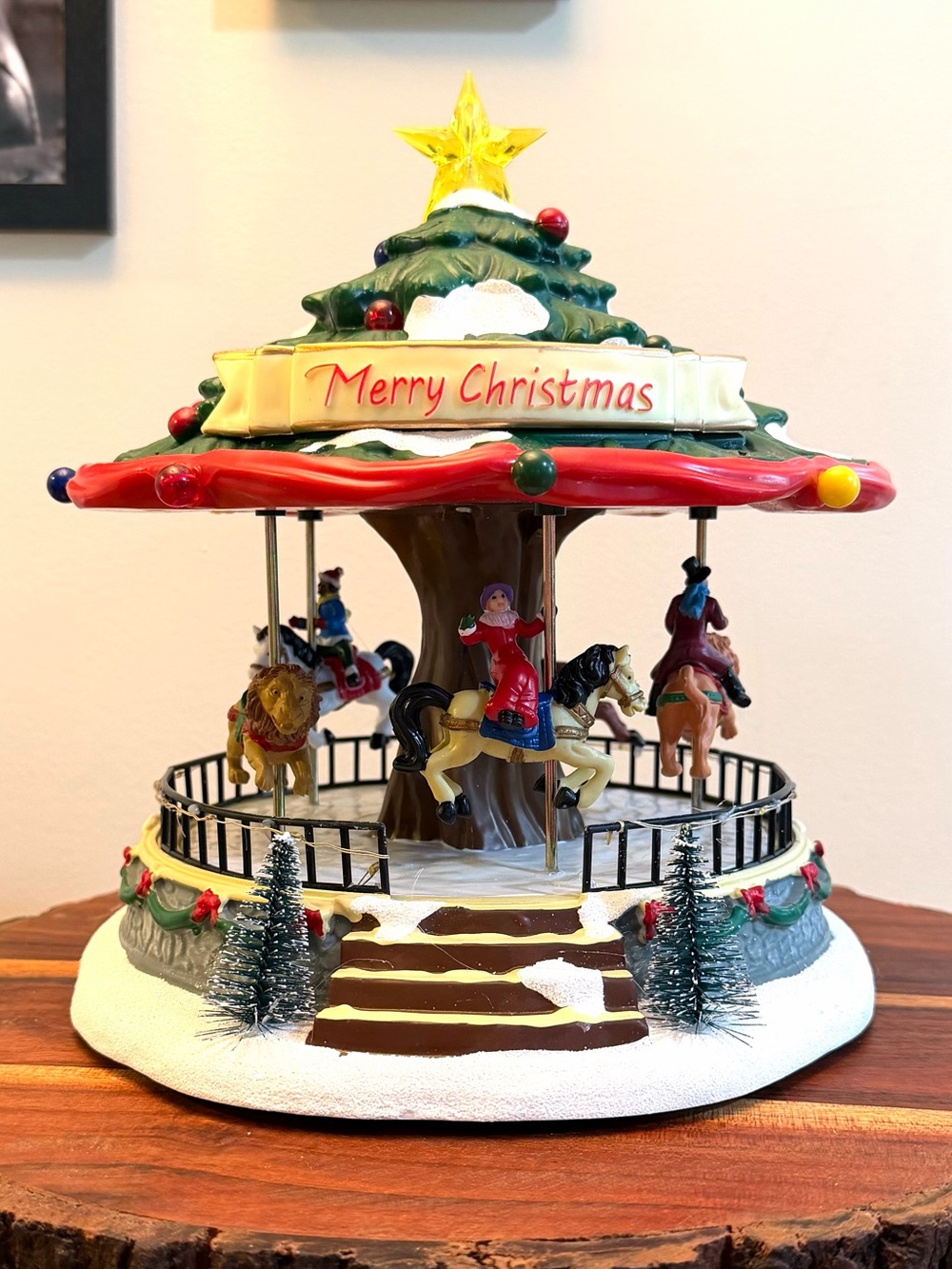 St Nicholas Square Tree Carousel Christmas Village Music Motion 2022